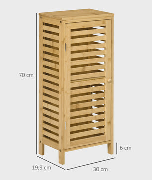 Kleankin Bamboe Badkamerkast met Verstelbare Plank - 30x70 cm
