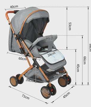 Draagbare Baby Kinderwagen met Muggennet, Opbergmand & 4 Wielen