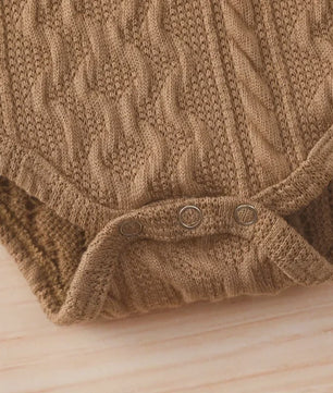 Gebreide Baby Set: Romper met Lange Mouwen en Broekje - Herfst Collectie