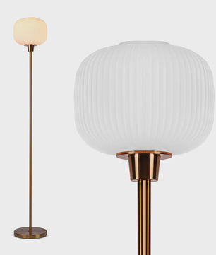 Moderne Staande Lamp met Bolvormige Glazen Kap - Sfeervolle Decoratie voor Elke Ruimte
