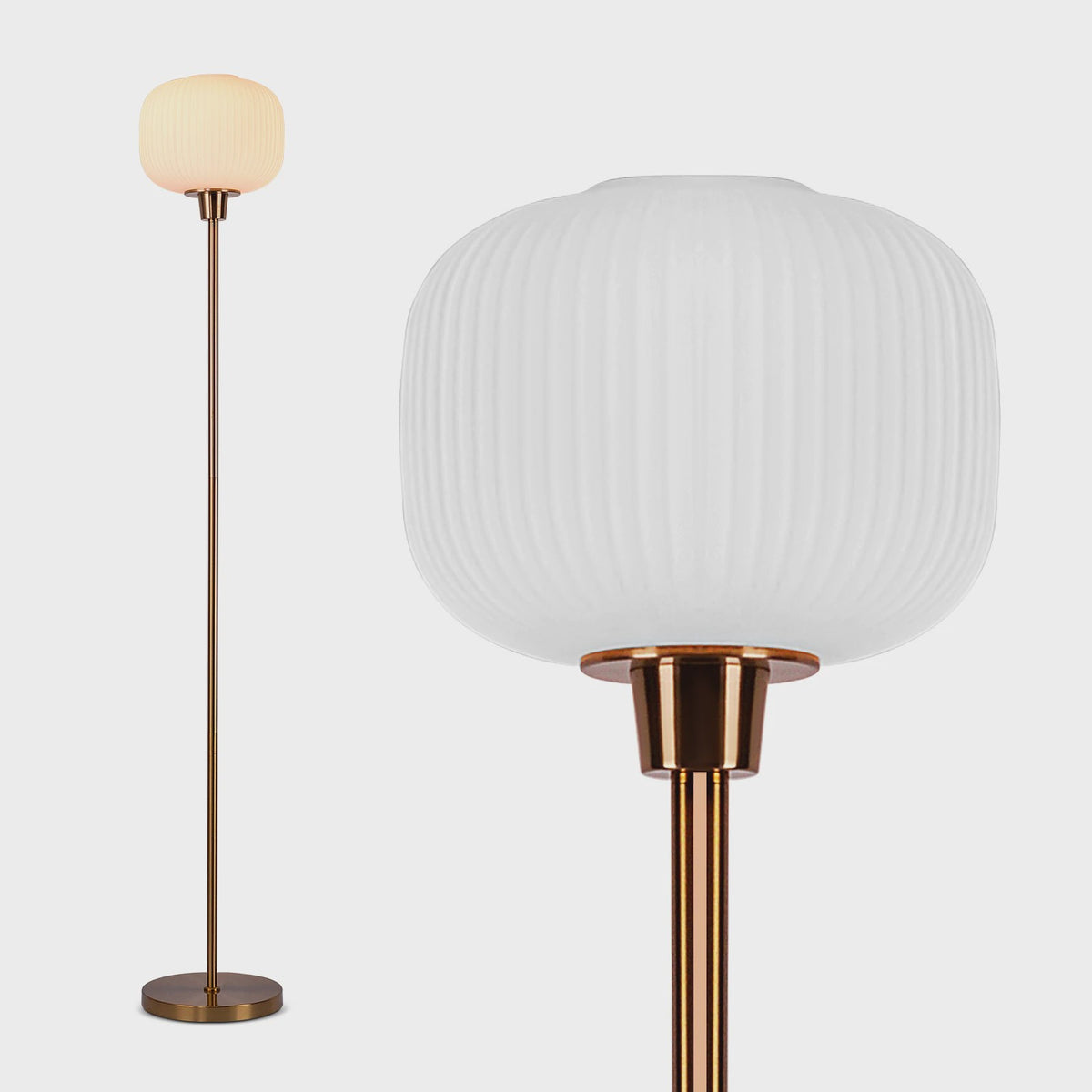 Moderne Staande Lamp met Bolvormige Glazen Kap - Sfeervolle Decoratie voor Elke Ruimte