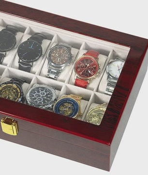 Luxe Houten Horlogedoos met Glas - Diverse Slots & Stijlvolle Opbergoplossing