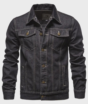 Herfst Denim Jas Heren - Vintage Motor Stijl Slim Fit Katoen Casual Zwart Blauw