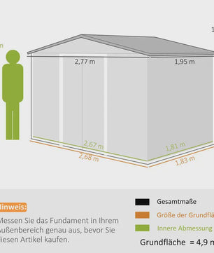 Metalen Tuinhuis met Schuifdeuren - 2.77x1.95m - Lichtgroen