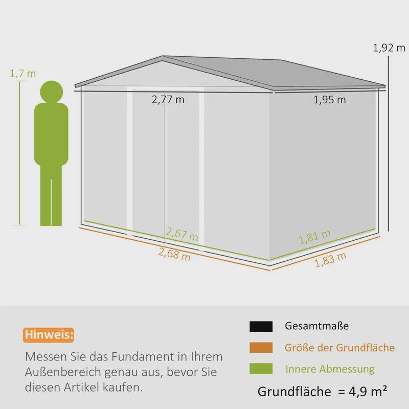 Metalen Tuinhuis met Schuifdeuren - 2.77x1.95m - Lichtgroen