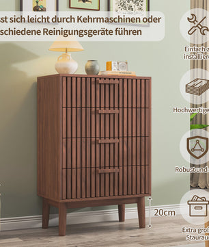 Anajqaqia Commode met 4 Lades - Stijlvolle Houten Opbergkast in Walnootkleur