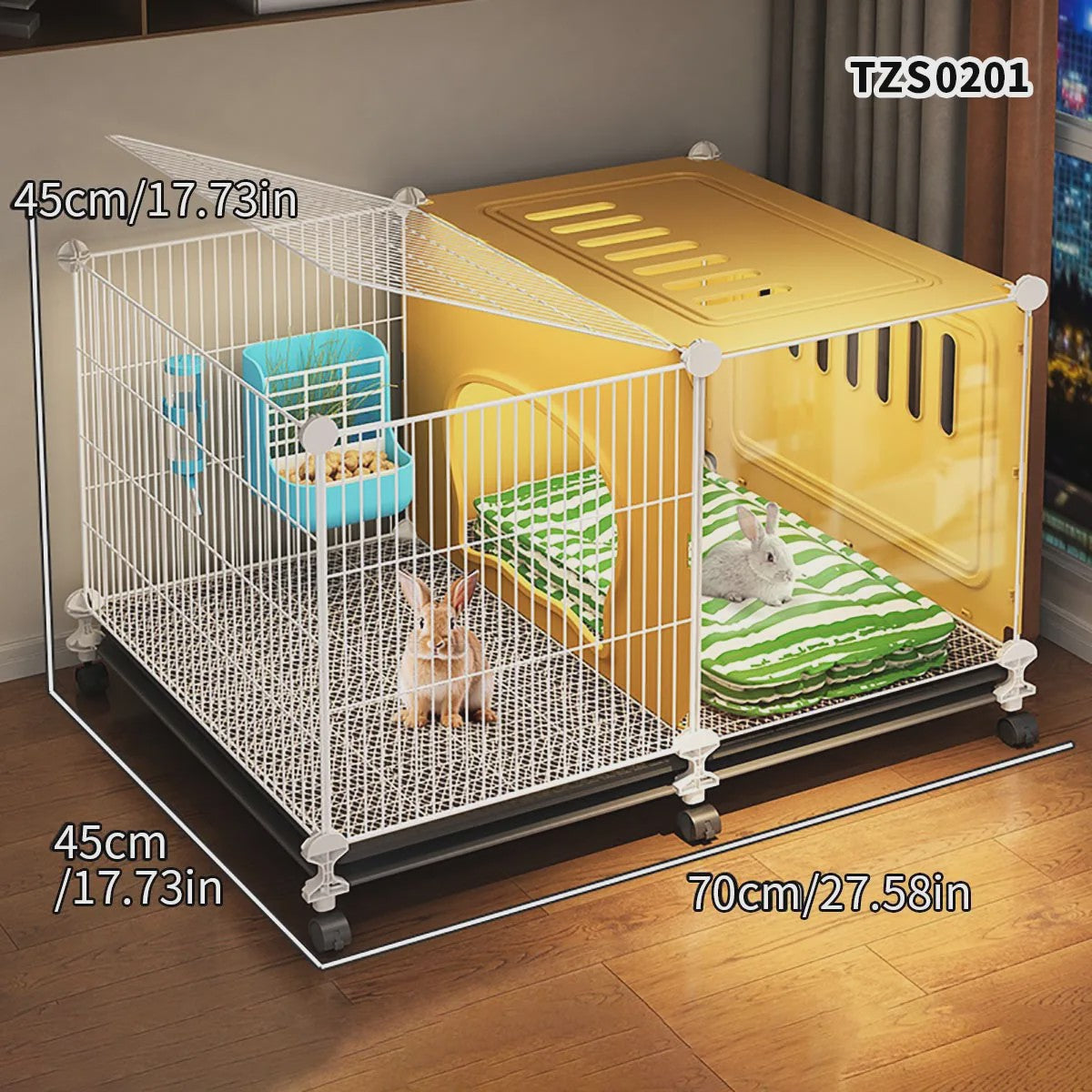 Ruime Kooi voor Konijnen & Cavia's - Multifunctioneel met Schoonmaakbasis & Verstophoek