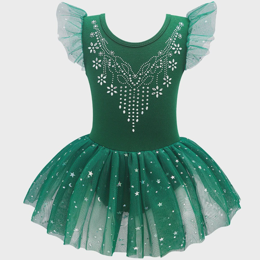 Meisjes Balletpakje met Glitter Tutu Rok & Strass Versiering - Dans & Gymnastiek