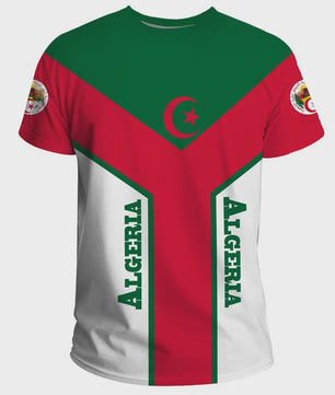 Heren T-shirt met Algerijnse Vlag 3D Graphic - Perfect voor Voetbalfans en Sportieve Gelegenheden