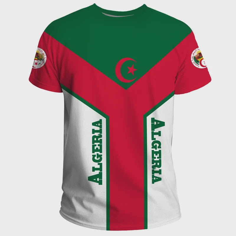 Heren T-shirt met Algerijnse Vlag 3D Graphic - Perfect voor Voetbalfans en Sportieve Gelegenheden