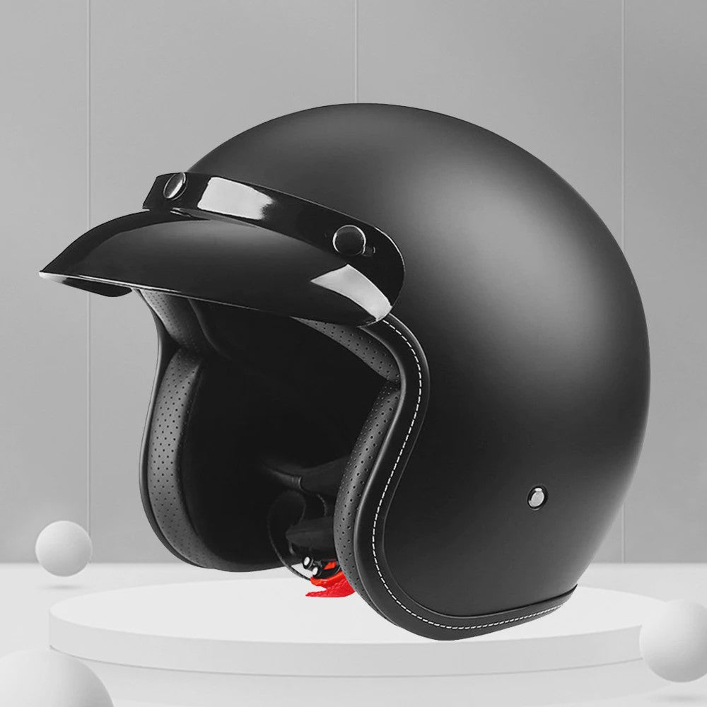 Retro 3/4 Motorhelm Open-Face met Afneembaar Vizier - Vintage Stijl Veiligheidshelm voor Cruiser & Scooter