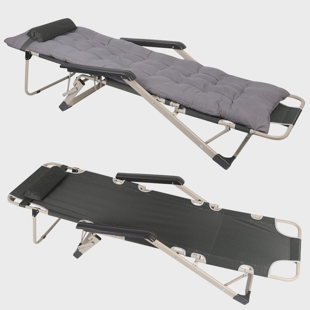 Klapbare Ligstoel voor Tuin en Terras met Verstelbare Rugleuning en Comfortabel Kussen