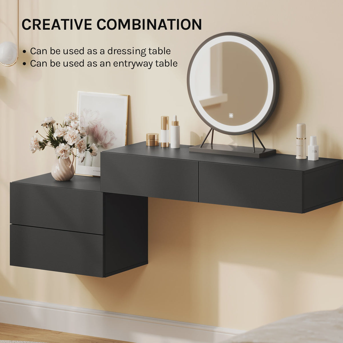 Zwevende Nachtkastje met Lade - Wandmontage - Modern Design (2 Stuks)