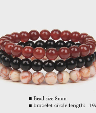 Set van 3 Natuursteen Armbanden: Rozenkwarts, Obsidiaan & Tijgeroog