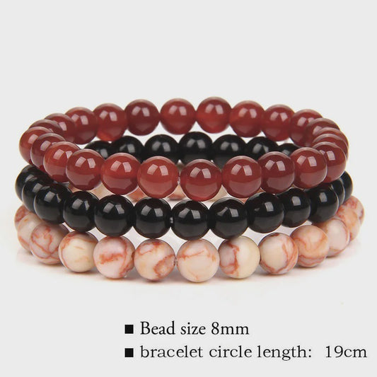Set van 3 Natuursteen Armbanden: Rozenkwarts, Obsidiaan & Tijgeroog