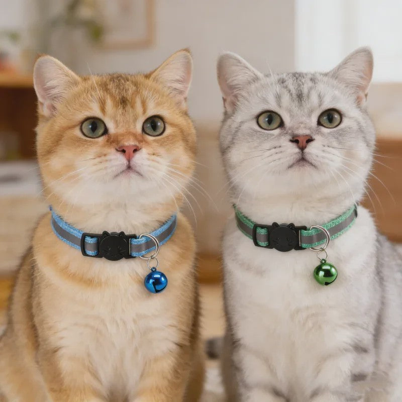 Reflecterende Halsband voor Katten & Kittens met Veiligheidsgesp en Belletje - Verstelbaar & Zacht