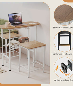 Compacte Bartafel Set met 2 Barkrukken, Wijnglashouders en Flessenrek - Ideaal voor Keuken of Eethoek