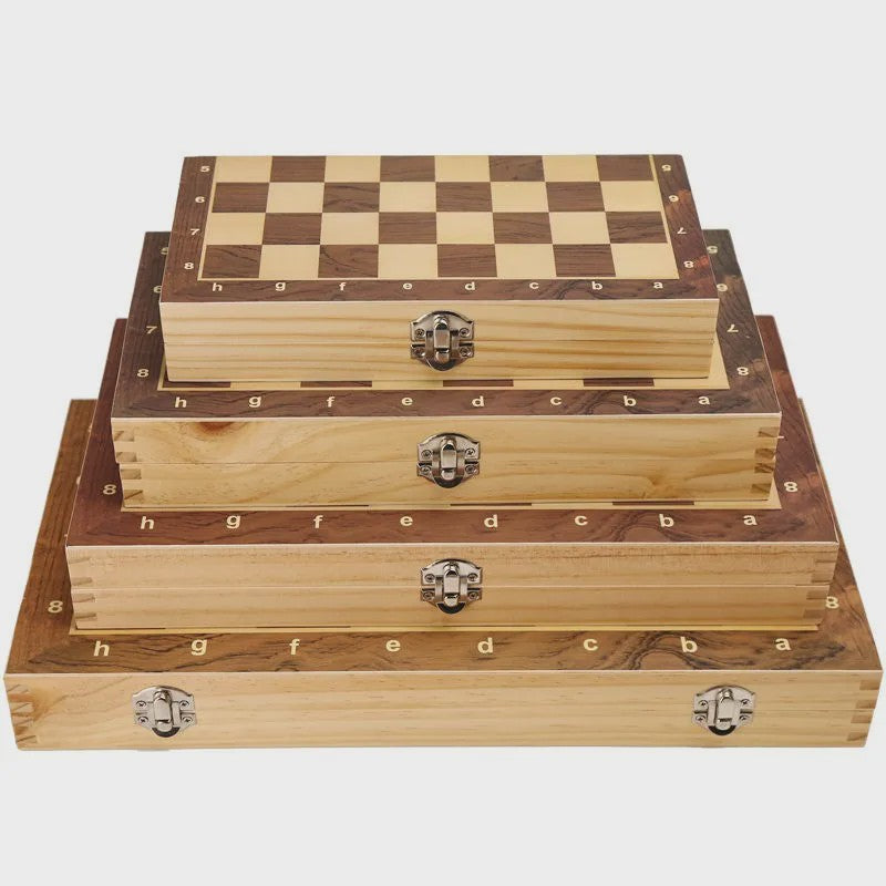Magnetisch Houten Schaakspel Opvouwbaar met Opbergruimte - 29cm, 34cm, 39cm