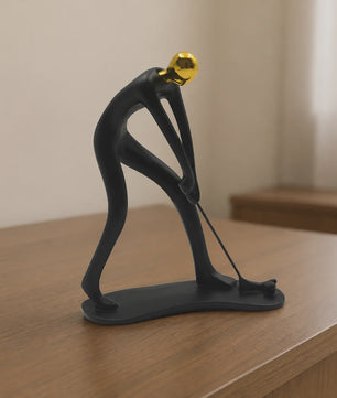 Moderne Golfbeeldje Sculptuur - Decoratieve Figuur voor Bureau & Huis - Goud & Zwart