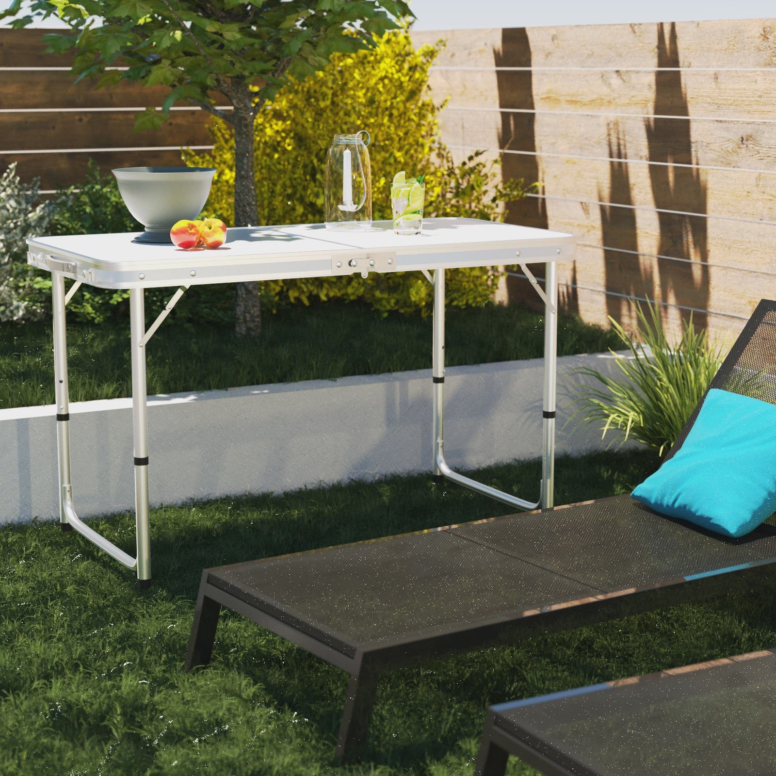 Aluminium Campingtafel 120x60x70cm - Opvouwbaar, Draagbaar & Verstelbaar voor Picknick, Bureau, Diner