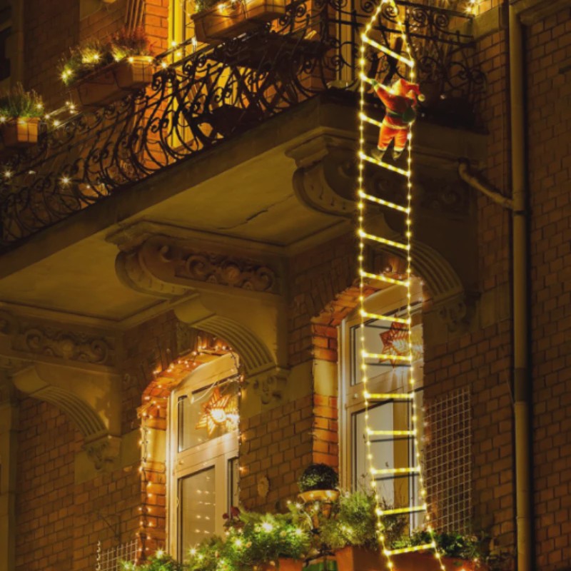 Kerstman Klimladder LED Verlichting - 1.5/3M - USB Plug - 8 Modi
