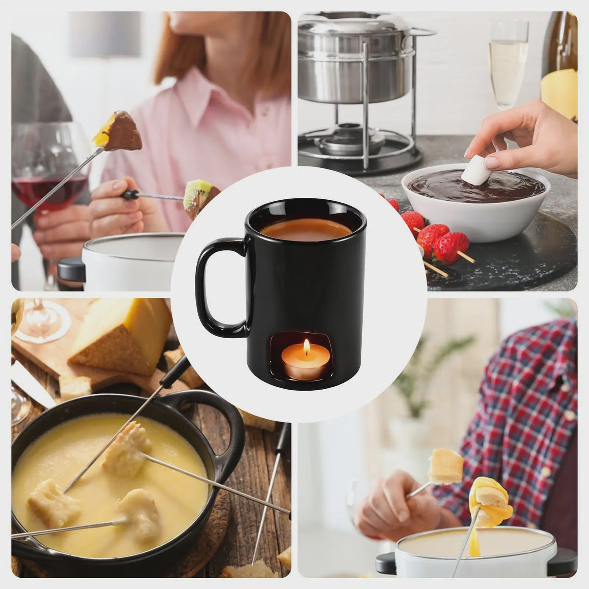 Draagbare Keramische Fondue Set - Smelt Chocolade, Kaas & Saus voor Feestjes