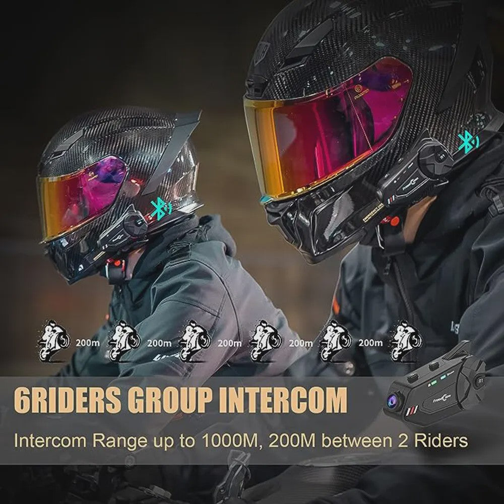 Freedconn R1 Plus Motorhelm Communicatie Systeem met 1080P Dashcam & Bluetooth