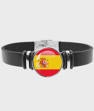 Leren Armband met Vlag van [Land] - Stijlvolle Bangle voor Dames en Heren