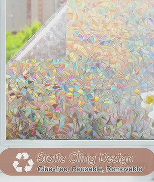 Regenboog Raamfolie - Statisch Plakkerig, Glas-in-lood Effect, Zonder Lijm, Verwijderbaar & Reflecterend