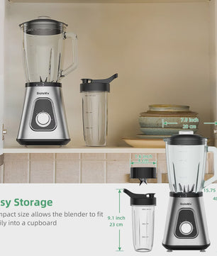 BioloMix Krachtige Blender 1300W met Glazen Kan (1.5L) - Perfect voor Smoothies & Sauzen