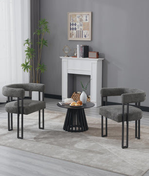 Set van 2 Chenille Eetkamerstoelen met Armleuningen - Modern en Comfortabel