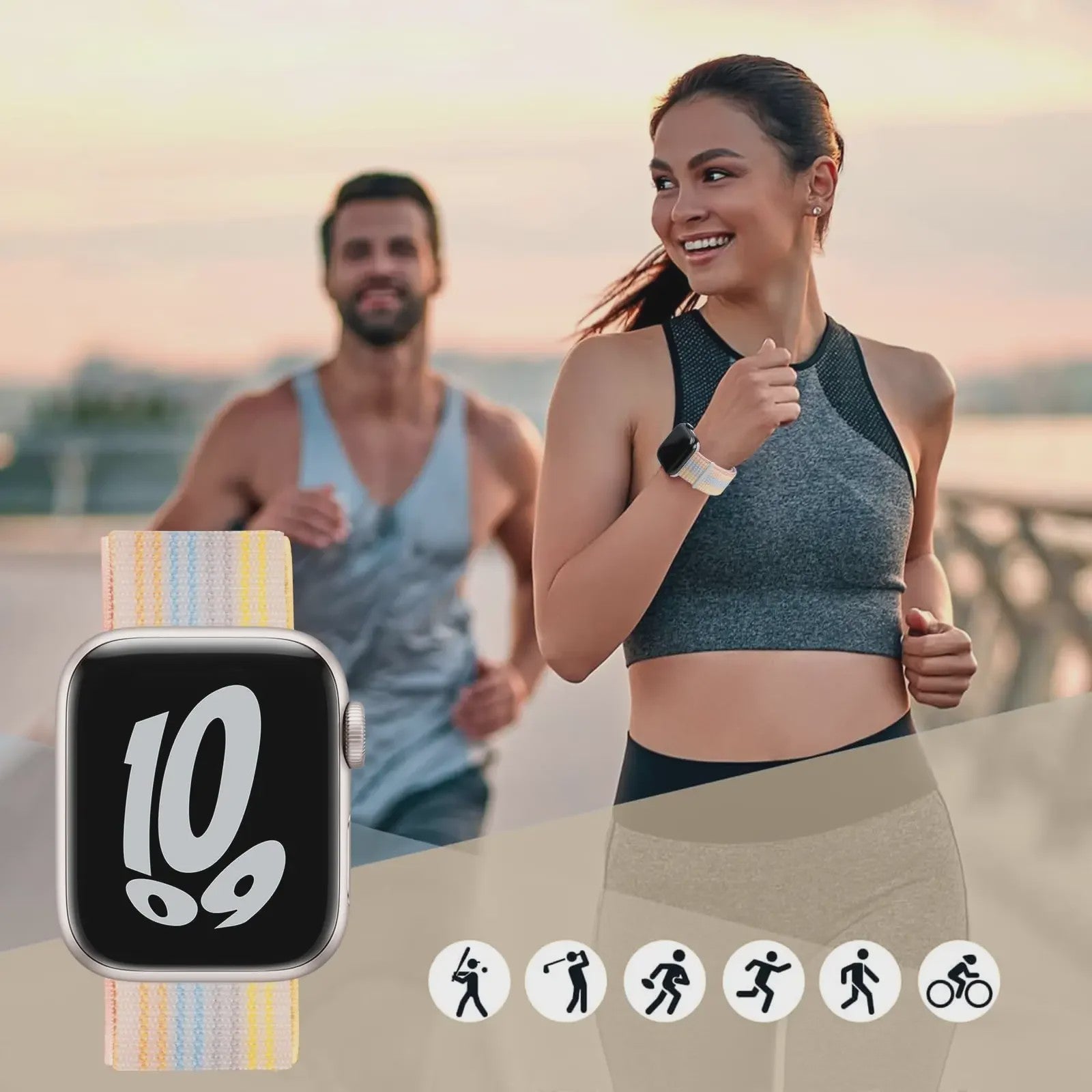 Nylon Sportband voor Apple Watch (38-49mm) - Ademend & Verstelbaar met Klittenband