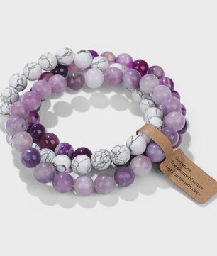 Natuursteen Kristal Kralen Armbanden Set - Amethist & Multi-Layer Combinaties