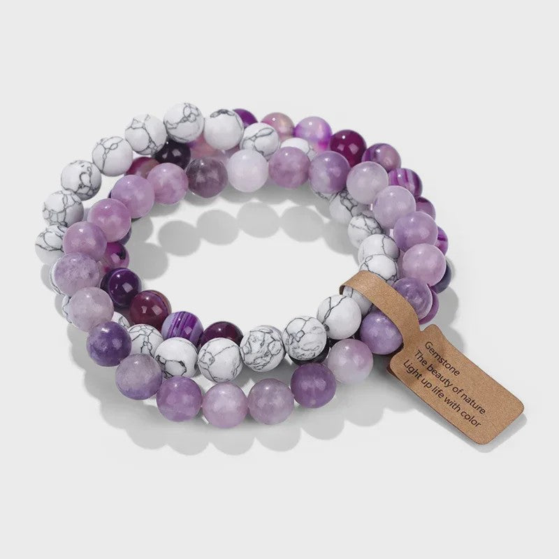 Natuursteen Kristal Kralen Armbanden Set - Amethist & Multi-Layer Combinaties