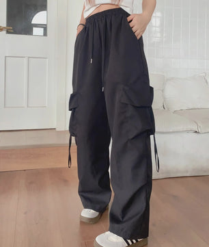 Oversized Cargo Jogger Broek Dames - Vintage Stijl Hoge Taille Zwart