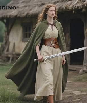 Middeleeuwse Kapmantel van Linnen - Renaissance Cape met Capuchon voor Cosplay & LARP