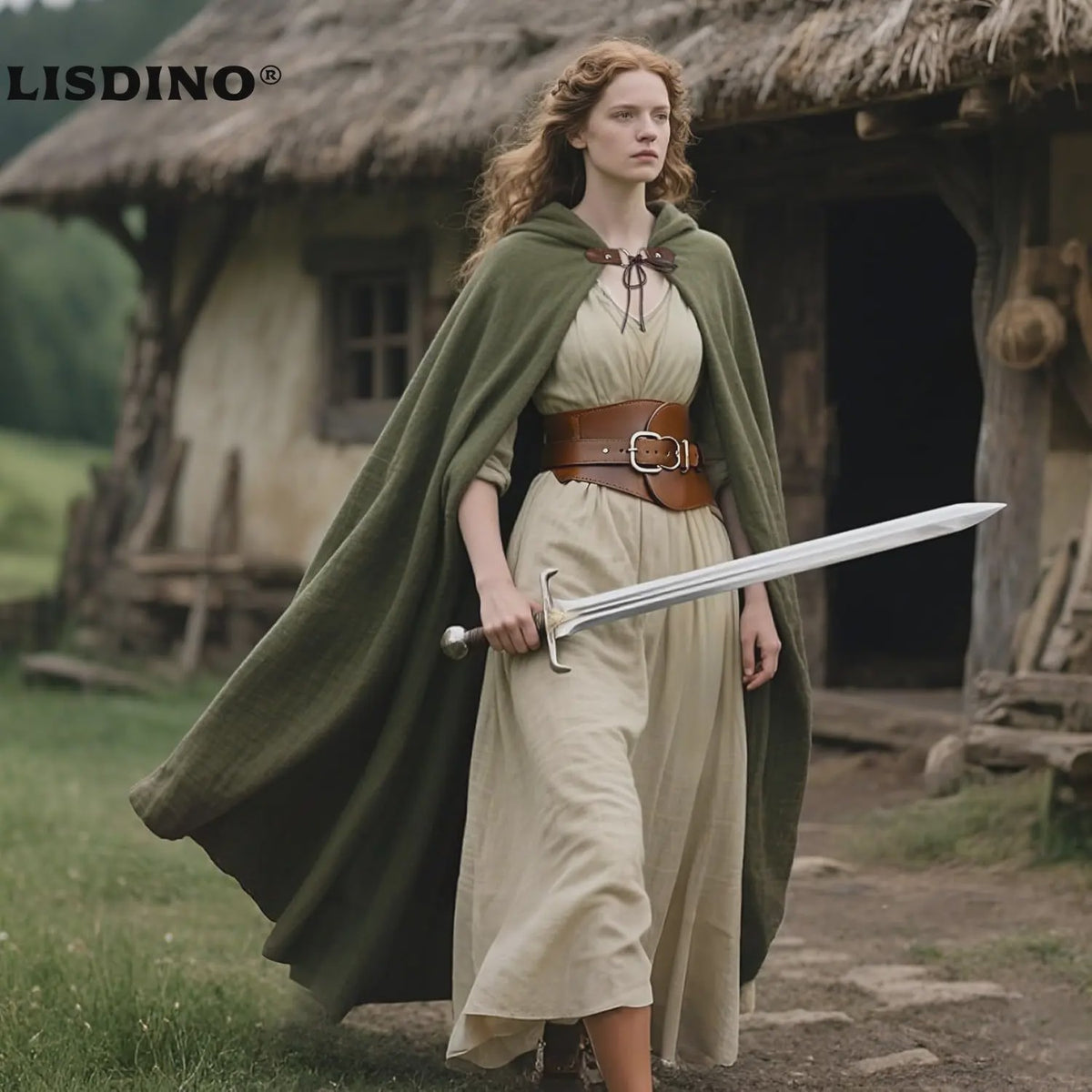 Middeleeuwse Kapmantel van Linnen - Renaissance Cape met Capuchon voor Cosplay & LARP