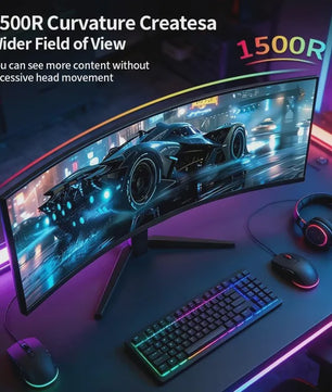 Crua 49 Inch 5K DQHD Ultrawide Curved Gaming Monitor - 120Hz, 5120x1440, VA Panel, FreeSync