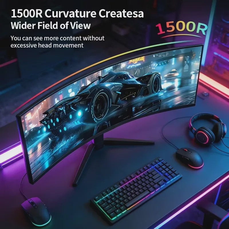Crua 49 Inch 5K DQHD Ultrawide Curved Gaming Monitor - 120Hz, 5120x1440, VA Panel, FreeSync