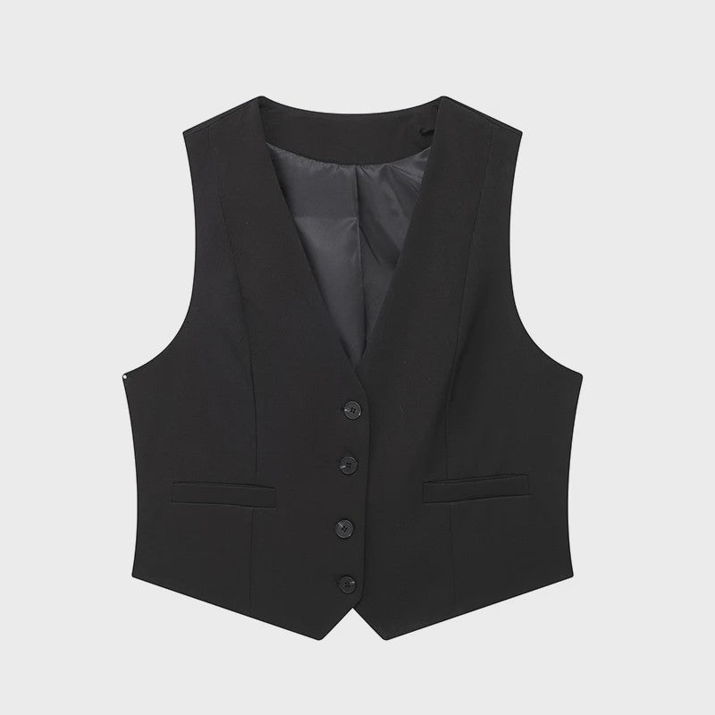 Chic Dames Vest - Vintage Mouwloos Single-Breasted Gilet voor een Stijlvolle Look