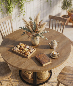 Ronde Eettafel 4 Personen met 2-Laags Opslag - Landelijke Stijl, Ruimtebesparend