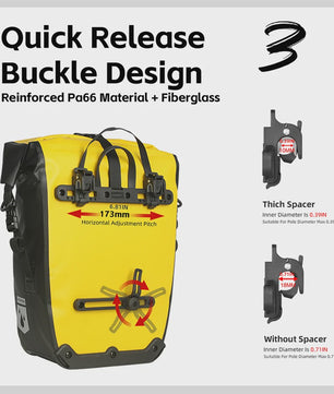 Rhinowalk Waterdichte Fietstas 27L - Snelkoppeling Achterdrager Tas voor Bikepacking