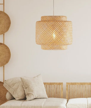 Moderne Bamboe Hanglamp - Handgeweven Kunst & Sfeervolle Verlichting