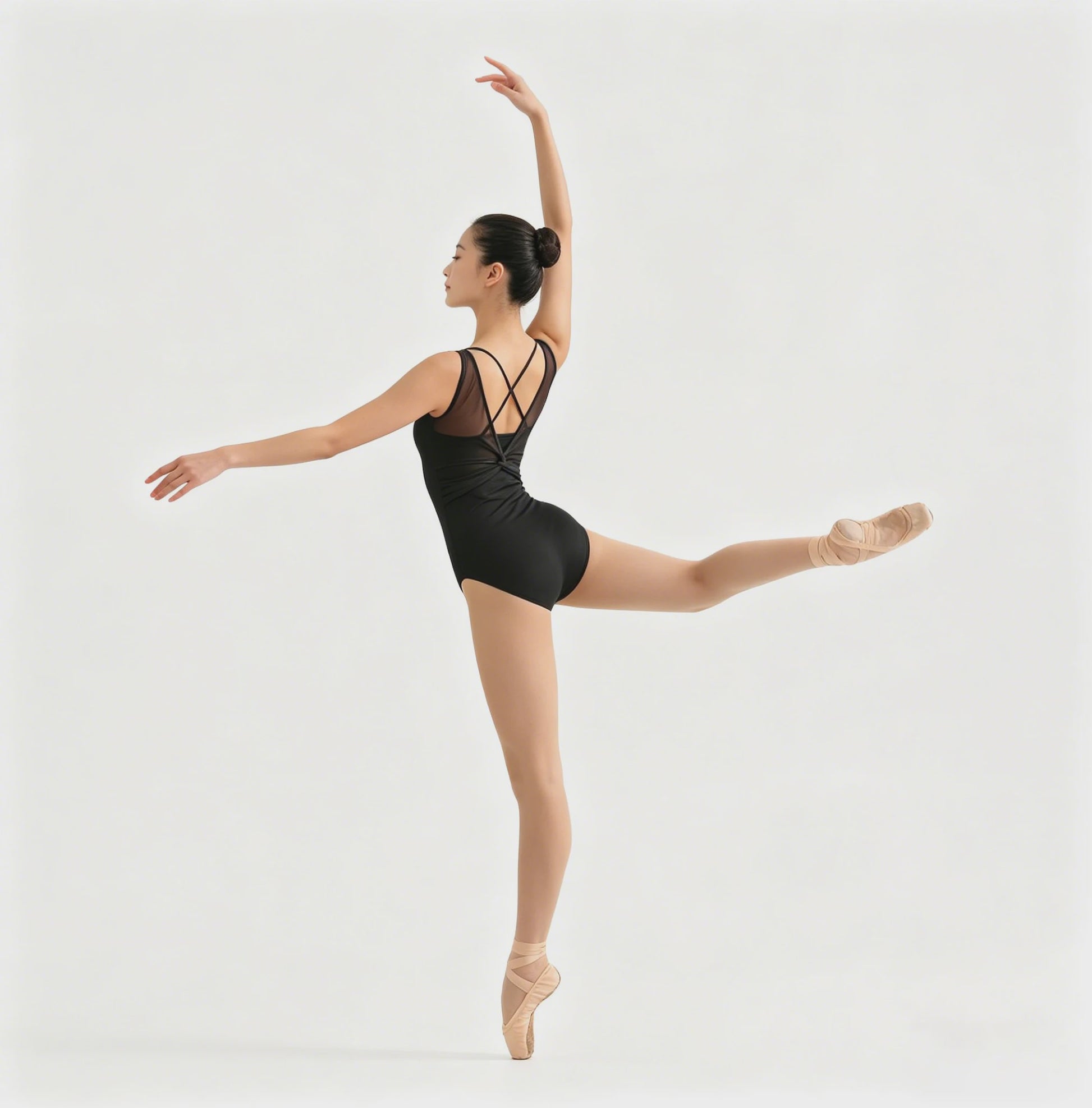 Dames Ballet Leotard met Mesh en Gekruiste Rug - Mouwloos Bodysuit