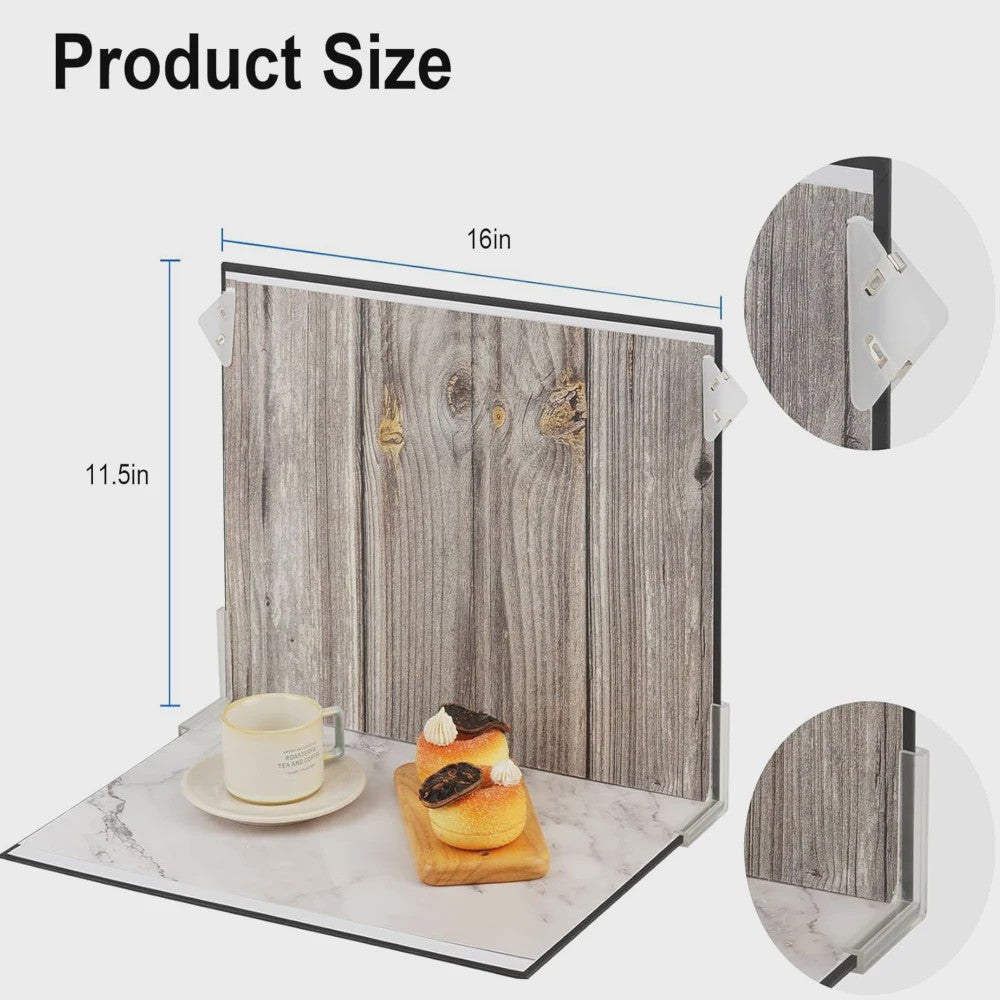 Dubbelzijdig Fotografie Achtergrondbord met 18 Patronen voor Product & Food Fotografie