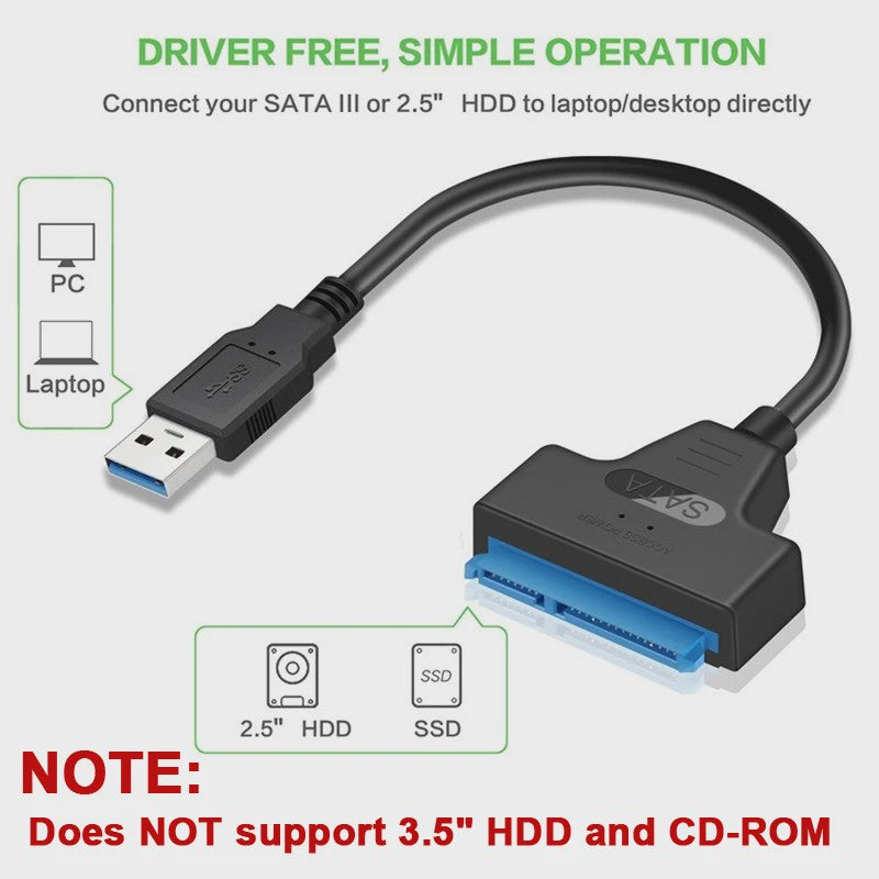SATA naar USB 3.0/2.0 Adapterkabel voor 2.5 inch HDD/SSD - 6 Gbps