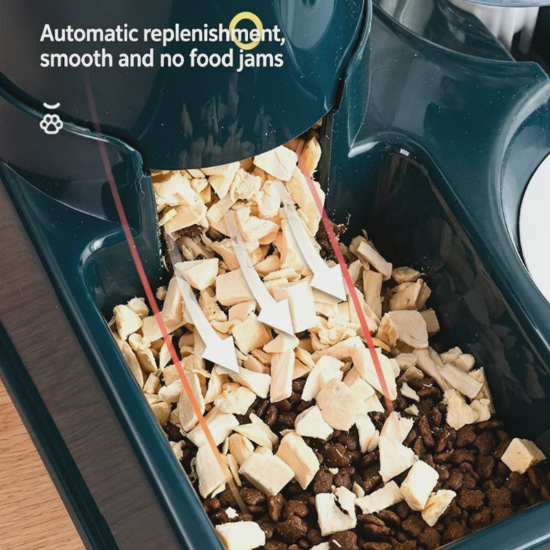 Dubbele Voer- en Waterbak voor Katten en Honden met Automatische Waterdispenser - Anti-slip & No-Spill