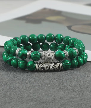 Set van 2 Houten Kralen Armbanden met Buddha & Natuursteen - Meditatie & Spirituele Sieraden