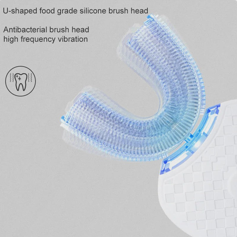 360° Draagbare Elektrische Tandenborstel - Siliconen U-Vorm Opzetstuk - Waterdicht & USB Oplaadbaar