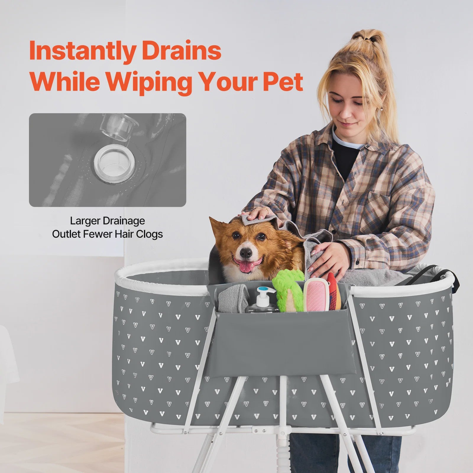Opvouwbaar Hondendouchebad - Verhoogd & Ruimtebesparend - Ideaal voor Kleine tot Middelgrote Honden & Katten